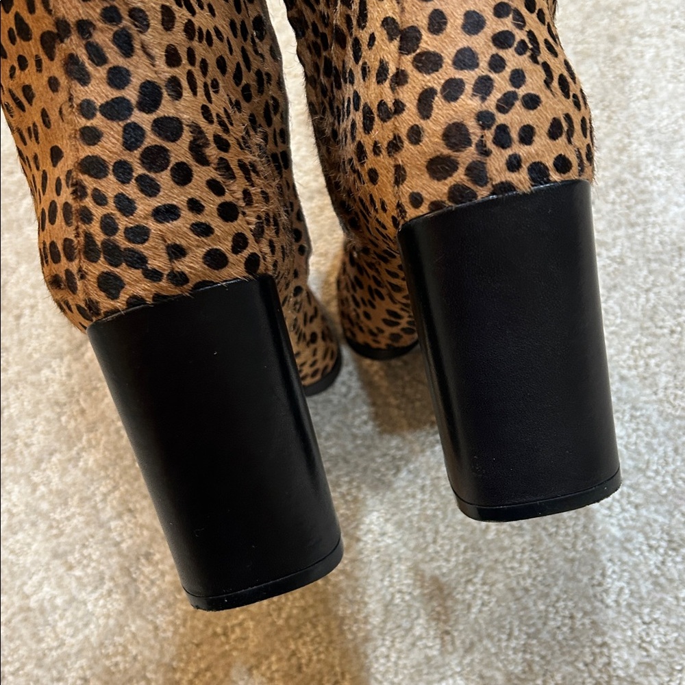 Diane Von Furstenberg Cheetah Print Pony Hair Knee-High Boots 8.5 - Picture 5 of 14